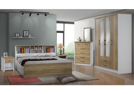 Chambre 4 Pièces  JULIE chêne doré et blanc