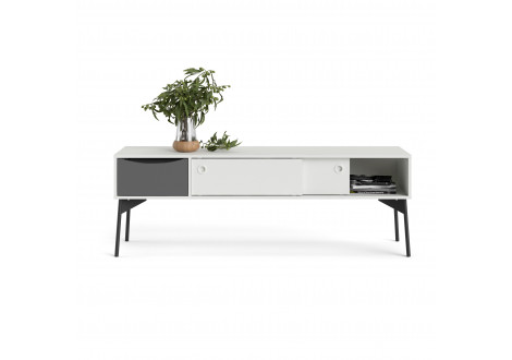 Meuble TV  FUR 2 tiroir coulisse +1 Tiroir Blanc/Gris