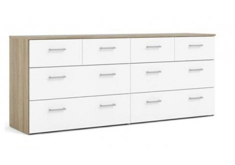 Commode 8 tiroirs SPACE chêne / blanc