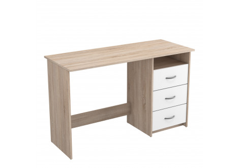 Bureau ARISTOTE 3 tiroirs Blanc/chêne