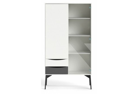 Vitrine FUR 2 Portes / 2 tiroir  Blanc/Gris