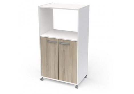 Desserte Micro ondes X-PRESS 2 portes et 1 niche chêne/blanc