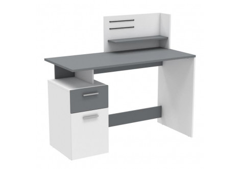 Bureau PLATON 1 porte 1 tiroir Blanc et gris
