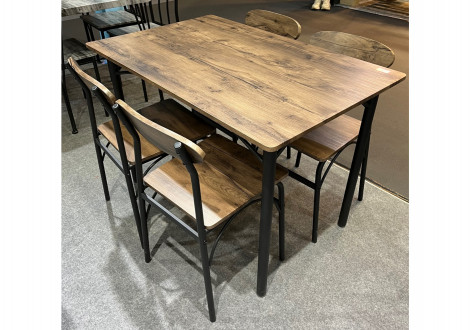 Ensemble Table + 4 chaises PLIZ décor noyer et pieds noir