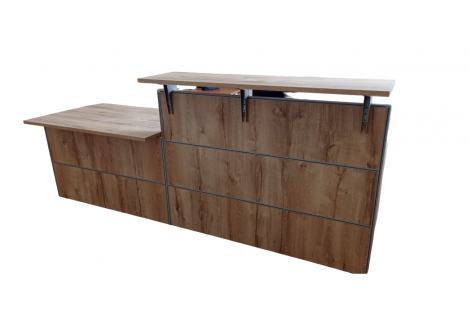 Banque d'accueil ROCK RECEPTION 1 Bureau droit haut L140 + bureau bas L120 cm