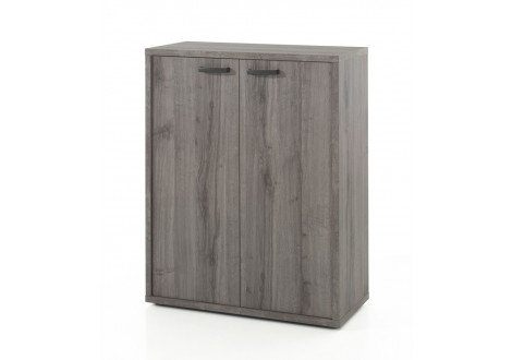 Armoire RONTO L90 H112 P40 cm basse 2 portes Gris