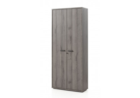 Armoire RONTO L90 H216 P40 cm haute 2 portes Chêne Grisé