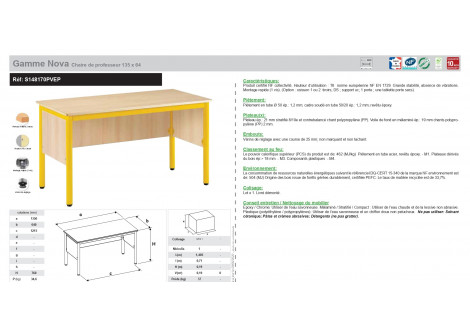 Gamme Nova Chaire de professeur 135 x 64 cm