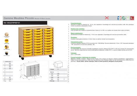 Gamme Meubles Piccolo Meuble 30 Bacs jaunes