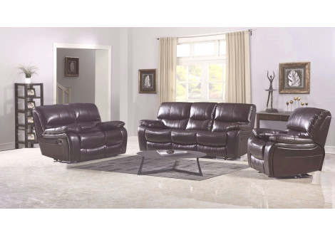 Salon ROLLAND 3+1+1 simili cuir gris AIR LEATHER