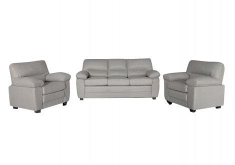 Salon 3 pièces CHICAGO Gris :  1 canapé 3 places + 2 fauteuils 1 place