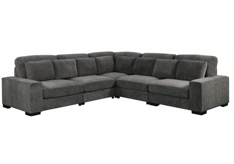 Canapé d'angle convertible SEATTLE gris foncé tissu