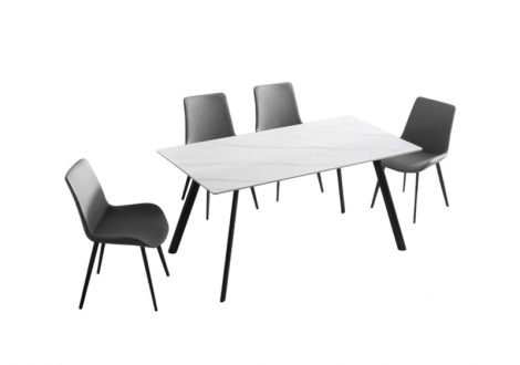 Ensemble Table + 4 SINTRA décor marbre blanc 