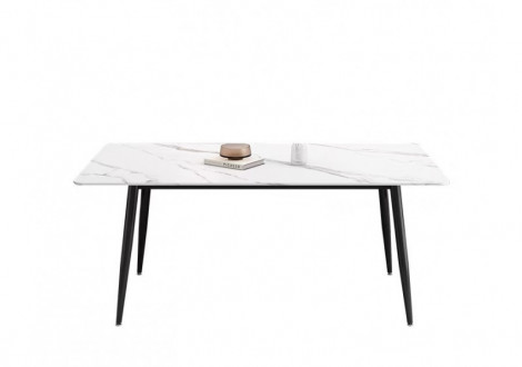 Table 4/6 places SINTRA décor marbre blanc 