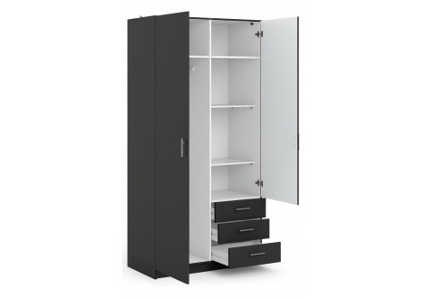Armoire SPRINT Gris Anthracite 2 portes 3 tiroirs