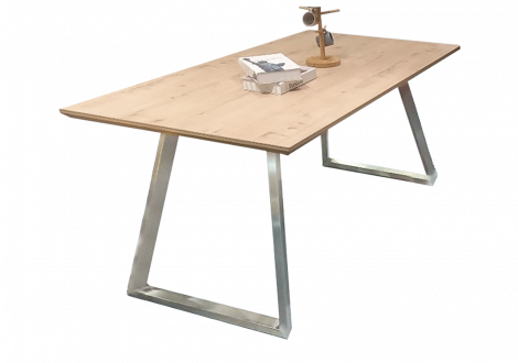Table ELISE 180x90 cm noyer et métal brossé