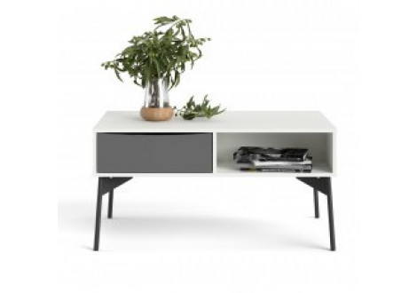 Table basse FUR 1 Tiroir / 1 niche Blanc/Gris