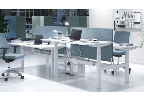 Bureau TRAM PLUS Up&Down 2 bureaux Vis-à-vis L160*160 H65-130 P80 CM Blanc / Blanc