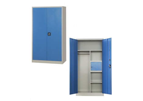 Armoire métallique multi-fonctions 2 portes gris clair/bleu VD-2M