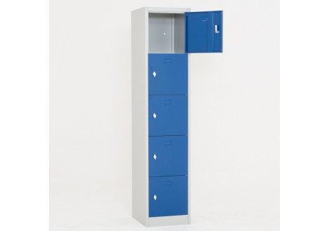 Vestiaire L40 H185 P50 cm 5 cases bleu clair + 5 cadenas
