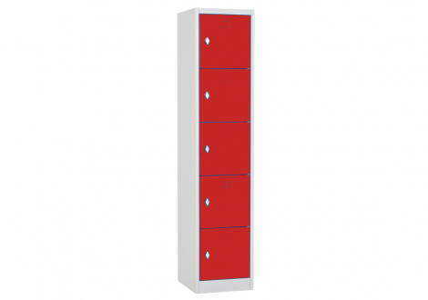 Vestiaire L40 H185 P50 cm multi 5 cases rouge
