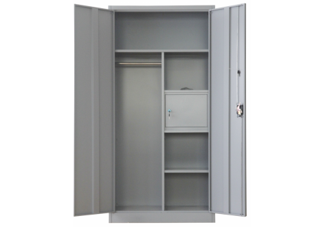 Vestiaire métallique L90 H185 P45 cm multi-fonctions 2 portes gris/gris (VD-2M)