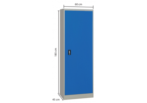 Vestiaire métallique L60 H185 P45 cm multifonctions 1 porte gris/bleu (VD-1M)