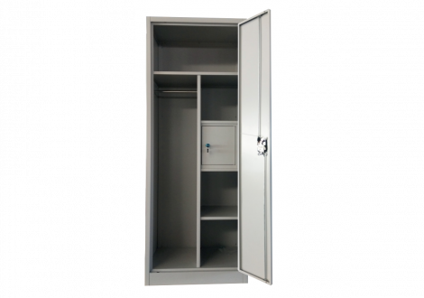 Vestiaire métallique L60 H185 P45 cm cm multi-fonctions 1 porte gris/gris (VD-1M)