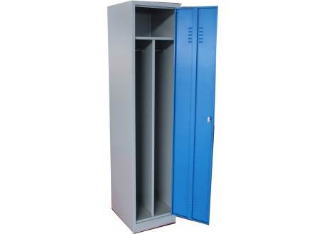 Vestiaire métallique L40 H185 P50 cm avec séparation 1 porte gris/bleu (VS-1S)