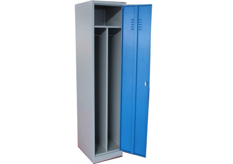 Vestiaire métallique L40 H185 P50 cm industrie salissante 1 porte gris/bleu (VS-1S) + CADENAS