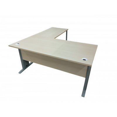 Bureau INDIANA Métal L180 + retour chêne blanc