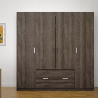 Armoire FIRENZE chêne Anthracite 4 portes 3 tiroirs
