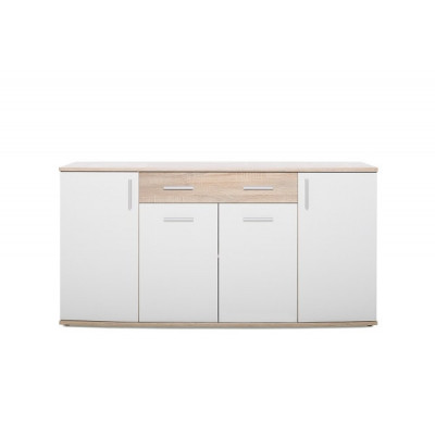 Buffet bas 4 portes/1 tiroirs RONDO chêne/blanc