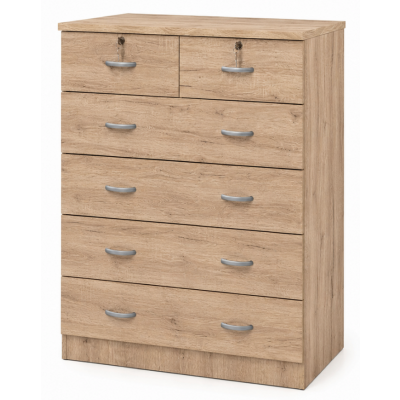 Commode 4+2 tiroirs CHERRY chêne doré