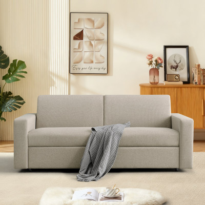 Canapé convertible DARWIN tissu beige 3 places