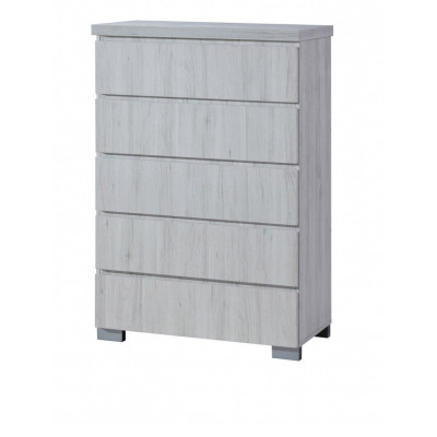 Commode 5 tiroirs ALBA chêne clair relief