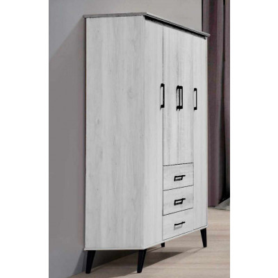 Armoire 4 portes/3 tiroirs TESSA chêne Blanc