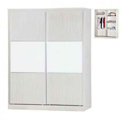 Armoire 2 portes coulissantes WENDY chêne blanchi