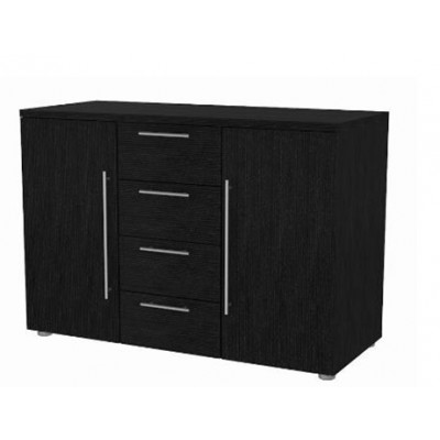 Buffet bas 2 portes 4 tiroirs BERGEN  Chêne Noir