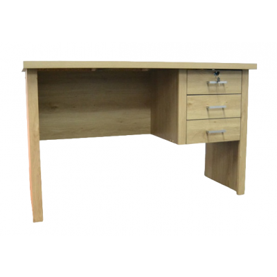Bureau 3 tiroirs avec une serrure LEONCE chêne vicomte
