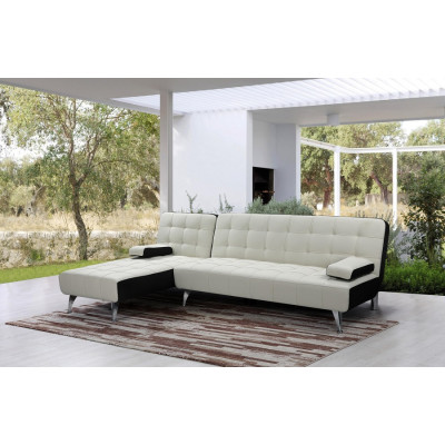 Canapé d'angle convertible AVARUA tissu gris/noir