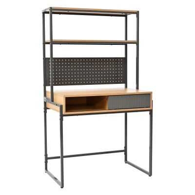 Bureau à étagère ALBA CHENE/GRIS