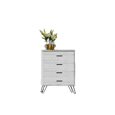 Commode 4 tiroirs TESSA chêne blanc