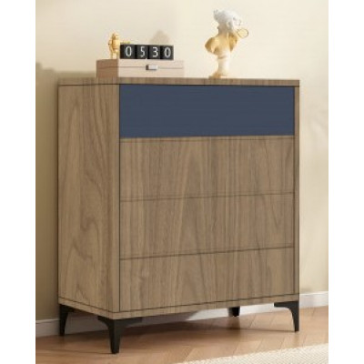 Commode SUZY 4 tiroirs décor noyer et gris