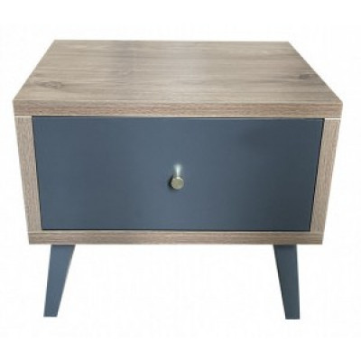 Chevet SUZY 1 tiroir décor noyer et gris