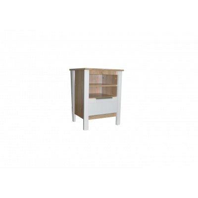 Chevet 1 niche/ 1 tiroir KENT chêne clair/blanc