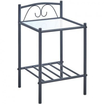 Chevet 1 tablette en verre ROMEO métal Anthracite