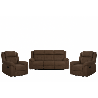 Ensemble salon recliner 3 pièces MELBOURNE PU Chocolat (1 canapé 3 places/ 2 fauteuils 1 place relax)