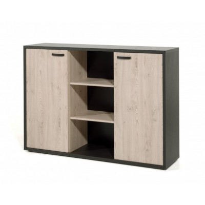 Bureau avec armoire de rangement L150cm Hobbun Bois clair et Gris