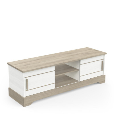 BANC TV COTTAGE 2 portes coulissante chêne /blanc 
